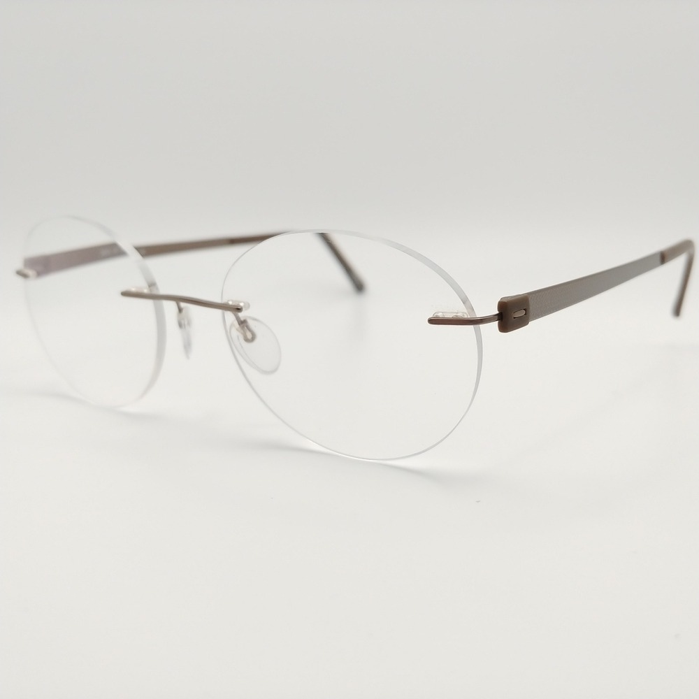 Silhouette Eyeglass Frames Unisex 40-19-140 Brown Rimless Titan 5452 6055 Round